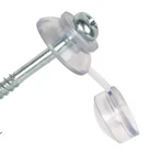 100 CORRUGATED ROOF SHEET FIXING 2" ROOFING SCREWS AND CLEAR STRAP CAPS