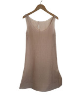 Marc Jacobs Beige Silk Shift Dress Ruffle Hem Sleeveless Size UK6