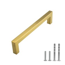 Modket 10 Pack Euro Square Cabinet Handle 304 Stainless Steel 5-3/8" Ove
