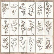 Reusable Flowers Stencils,18 Pack Botanical Floral Leaves Templates for Wood,Wal