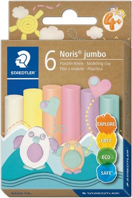 STAEDTLER Plastilin-Knete Noris jumbo 6 Pastelfarben