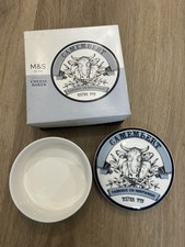 M&S Camembert Cheese Baking Dish With Lid, Original Box, Blue & Cow Design  
