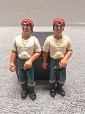 (2) 1974 Fisher Price Adventure People 312 Lumberjack Man Figure Hawk 3.750 Inch