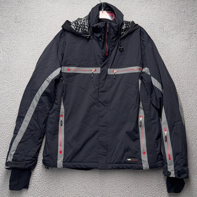 スノーボード Killy ColorSwichingVintageSkiGearJacket Killy Jacket Womens Sz 40 US Black Gray Smart System Full Zip Hood