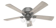 Hunter Fans - Crestfield 52 Inch Low Profile Ceiling Fan with LED Light Kit and