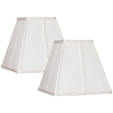 Lamp Shades Set of 2 Ivory Small Square 5.25" Top x 10" Bottom x 9" High