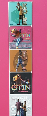STICKERS: 5 Disney OTIN cartoon Stickers, 2.5'' x 2.5'' each, Party Favors