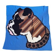 Handmade Crochet Boxer Dog Portrait Blanket B...