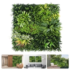 Artificial Plant Wall Panels, 40"x 40" Greenery Boxwood Panels with UV Protec...