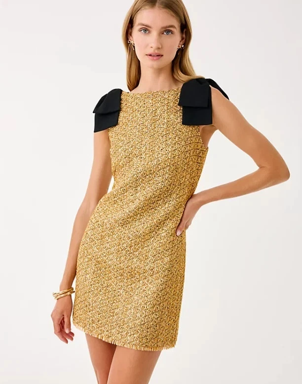 NWT Lilly Pulitzer Cora Skirted Shift Romper in Gold Metallic Boucle , Size !! - Image 2 of 4