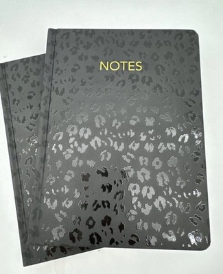 2 Threshold Journals Black Leopard Notebook Gold Edging Elastic Band 120 Pgs NEW