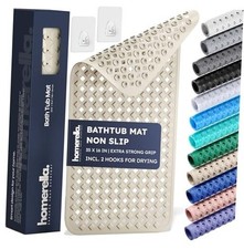 Bathtub Mat Non Slip 35x16, Incl. Hooks for 34.5" x 15.5" Rectangular Sand