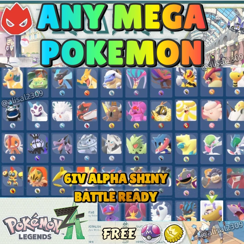 ✨BELIEBIGE 6IV SHINY MEGA POKEMON AUSWÄHLEN🚀POKEMON LEGENDEN ZA✨6IV ALPHA SHINY✨65 PCS