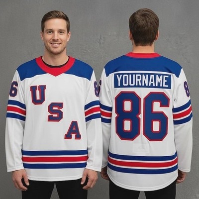 Personalization Hockey Jersey Of Usa Team - Printed Jersey Name Number Shirt