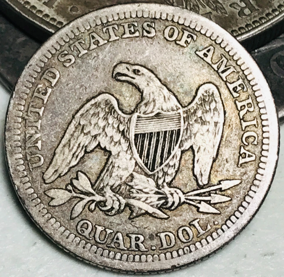 1860 Seated Liberty Quarter 25C Ungraded Choice 90% Silver US Coin CC27343 - Image 2 of 4