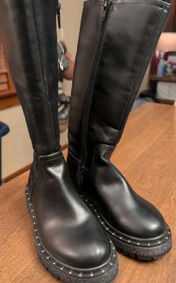 New Steve Madden Jjiani Boots Girls 11 Black Zip Faux Leather