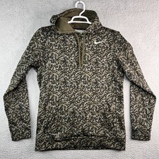 Nike Hoodie Mens M Green Camo Therma-Fit Pullover  Kangaroo Pocket Comfy