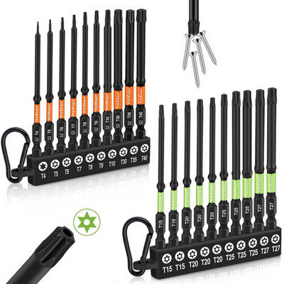 Impact Torx Bit Set, 20 PCS 4'' Security Tamper Proof Torx Screwdriver Bits, T4-T