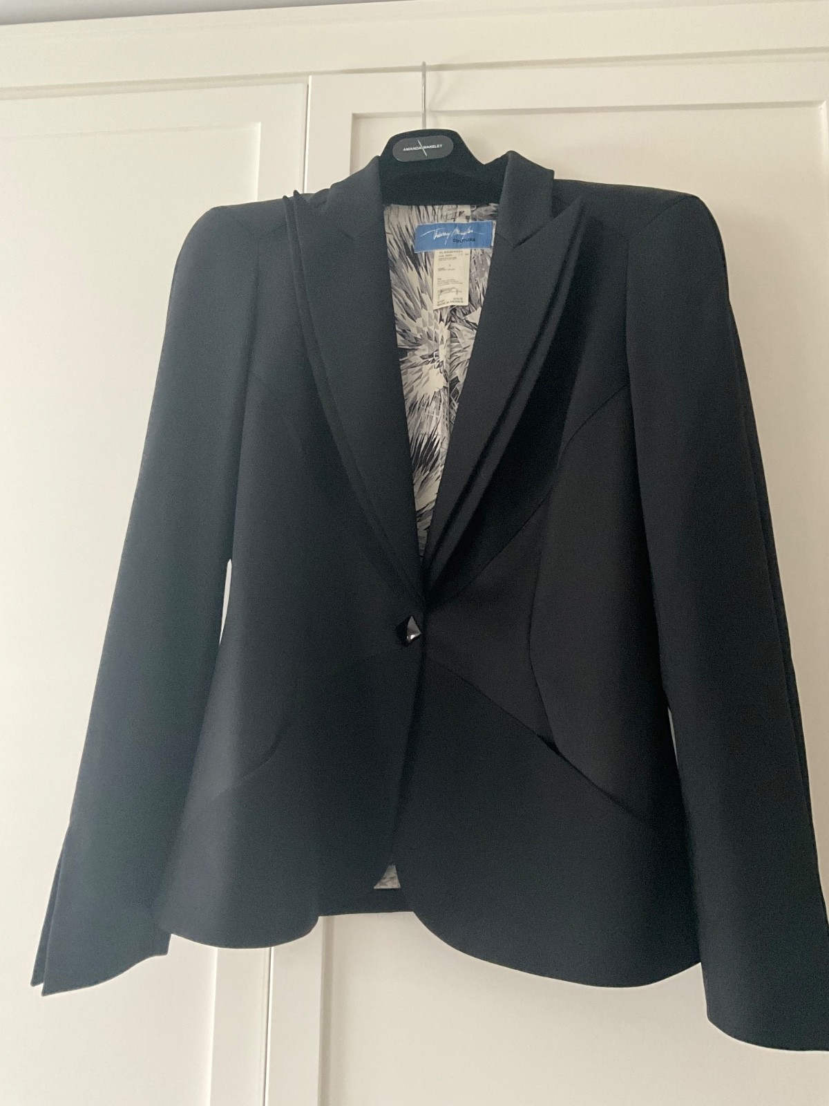 Extremely Rare black silk wool Thierry Mugler Couture suit 80’s 90’s EU44