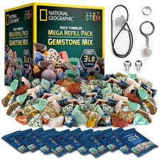 National Geographic Rock Tumbler Refill Kit 3 lbs. of Rough Gemstones and Roc...