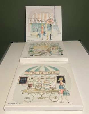 Kathryn White Embellished Hand Painted Print Set: BOUTIQUE, FLEURS