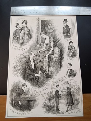 1892 Victorian Social Scene Print F Horner Walker Early Courtship Cigarettes