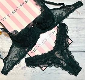 Victoria&rsquo;s Secret VERY SEXY Rose Lace Shine Shimmer Uplift Balconette Bra Set