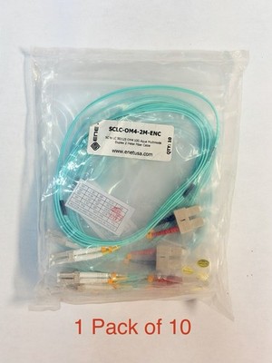 Lot Of 10 ENET 2M SC/LC Duplex Multimode 50/125 10Gb OM4 Aqua Fiber Patch Cable