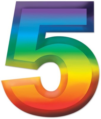 Multi-Color Plastic 3-D Number ''5'' of Size 11'' for Christmas - Beistle