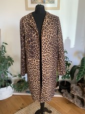 Zara Leopard Print Faux Suede Jacket Duster Coat Blazer Coatigan - Medium