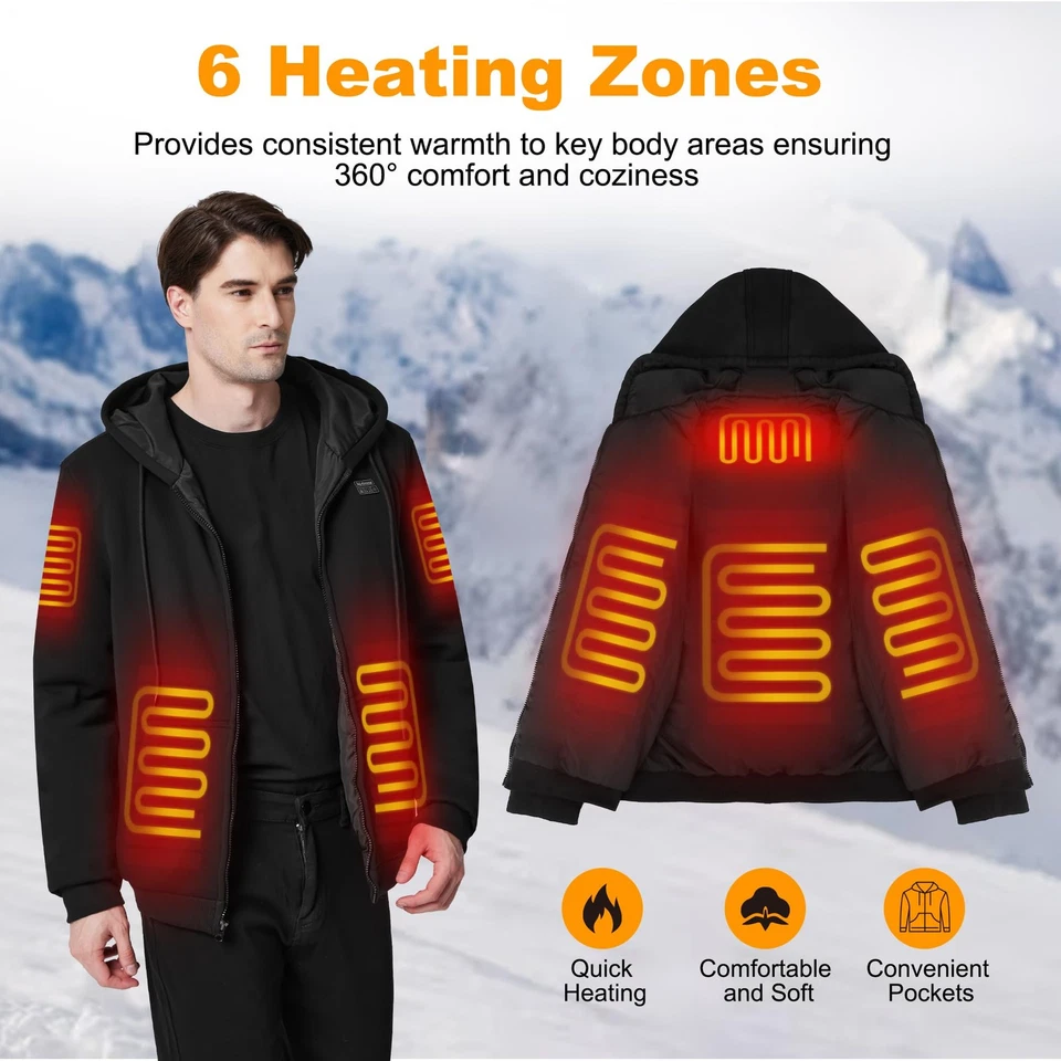 Heated Hoodie for Men Heated Sweatshirt Mens with Battery Pack 7.4V 12000mAh ... - Image 2 of 4