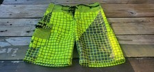 Hurley Sz 8 Boys Neon Green Colorful Board Shorts VGUC