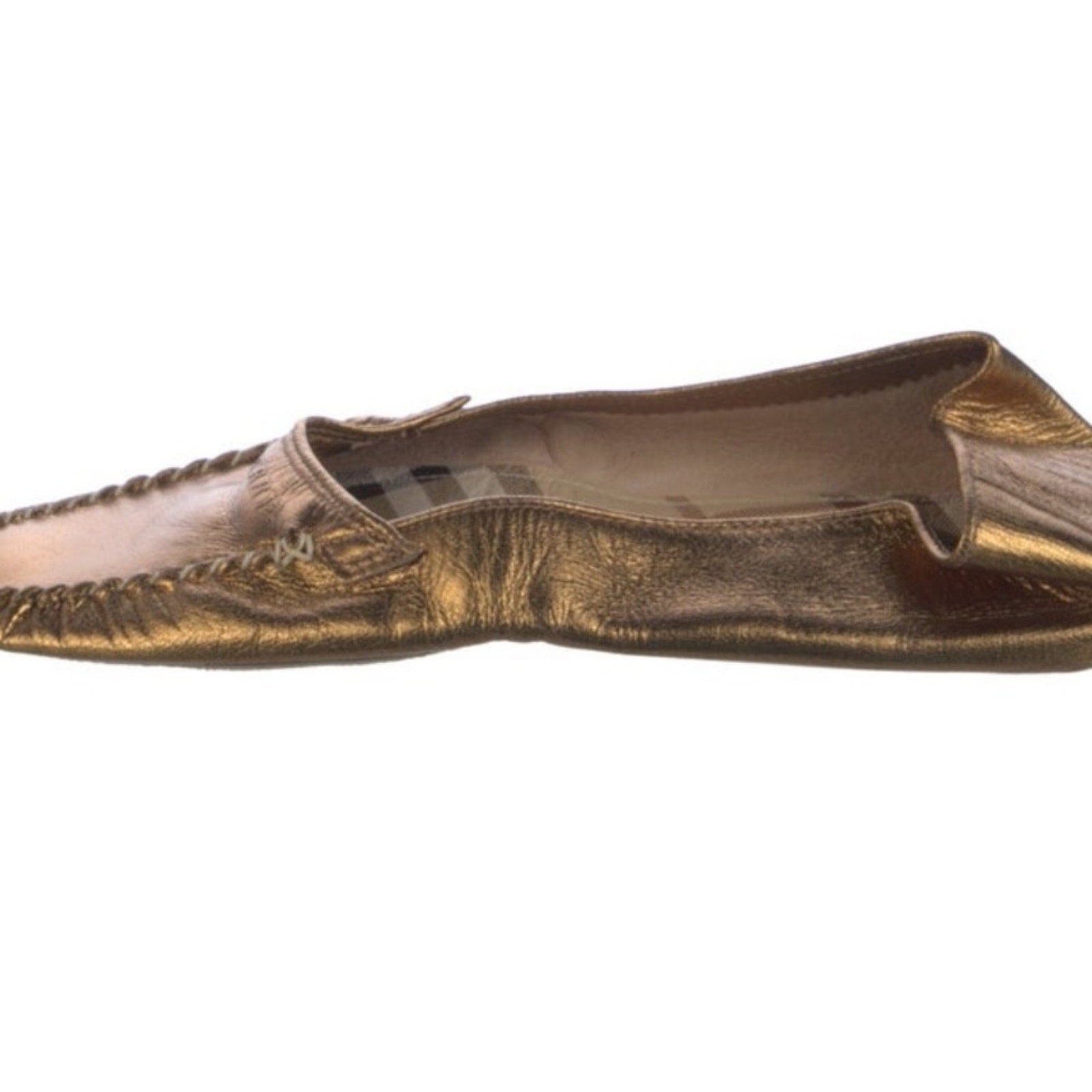 Burberry Metallic Gold Leather Slip on Ballet Moccasins Size 7 thumbnail 2