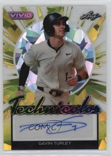 2024 Leaf Vivid Technicolor Yellow Crystals 8/10 Gavin Turley #T-GT1 Auto 19ot