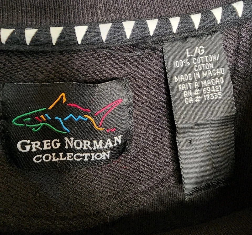 Sz Large Greg Norman Embroidered Crewneck Pullover Sweatshirt Attack Life Shark - Image 3 of 4