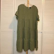 Shein Green Round Neck Short Sleeve Shift Midi Dress XL