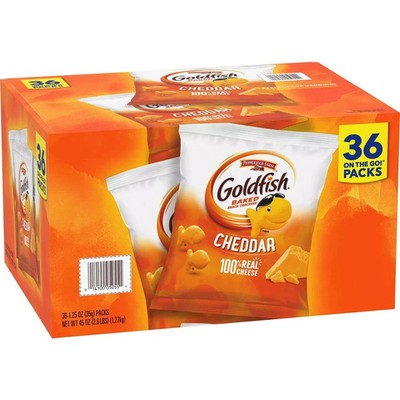 Goldfish Cheddar Crackers 1.25 oz Bags, 36 Pack   Pepperidge Farm Snack Packs.