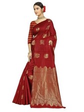 women's Banarasi Style Sari With Unstitched Blouse Piece