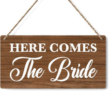 Rustic Wedding Sign Here Comes the Bride, Ring Bearer Sign, Funny Wedding Decor