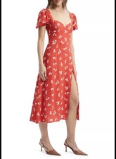 Bardot Gillian Midi Dress Size 12 Red Floral MSRP $119