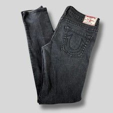 True Religion Skinny Jeans Size 30 Black Stretch USA Made Y2K Fitted Slim
