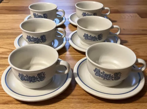 Pfaltzgraff Yorktowne USA Vintage Flat Cup Coffee Soup Chili Mug Bowl 12 PC Set