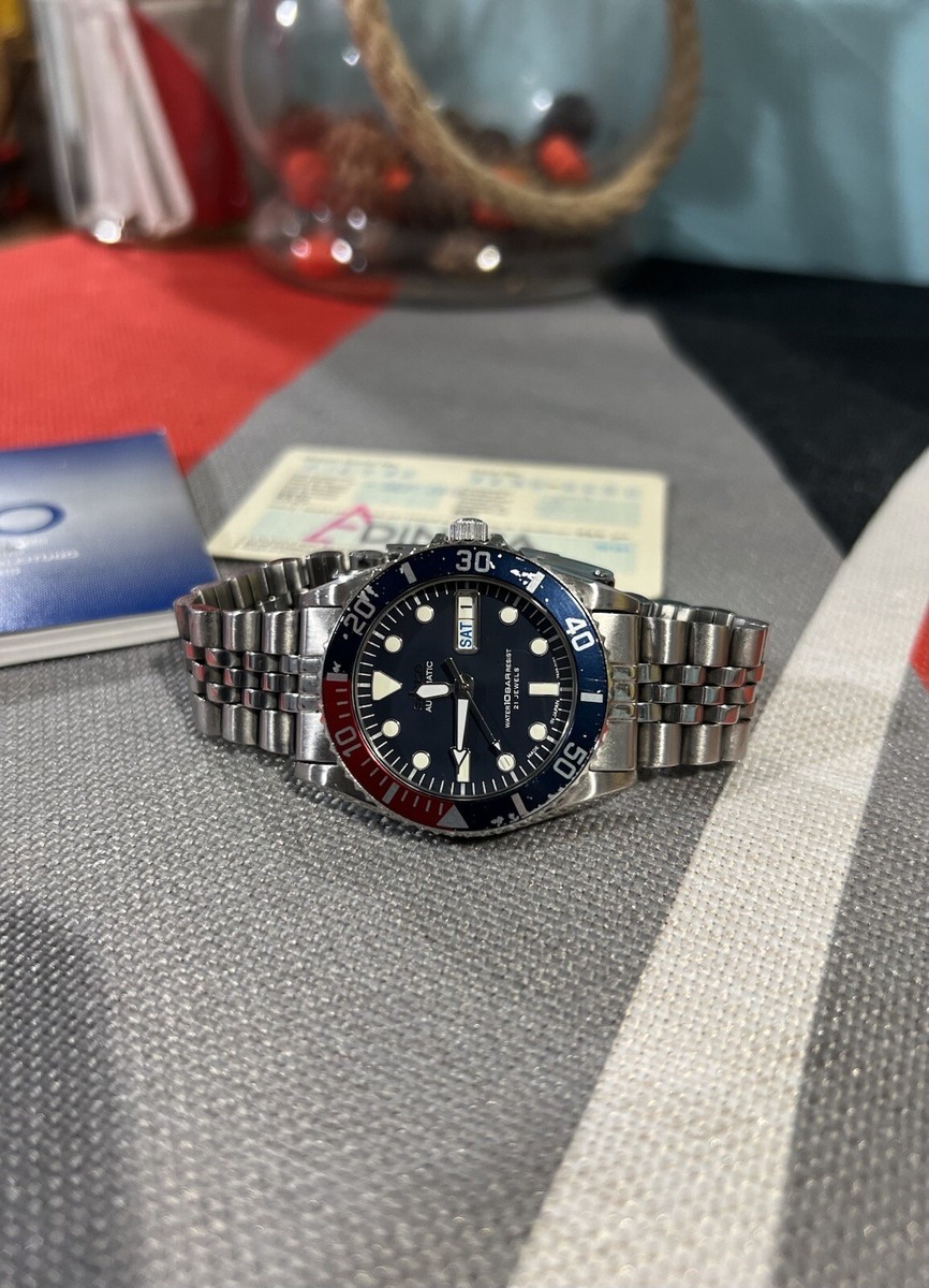 SEIKO 7S26-0050 Day Date Automatic Pepsi Diver Mens Watch