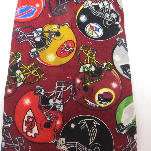 Team NFL Mens Maroon Necktie Classic Football Helmet Logos Silk Tie - Picture 2 of 8