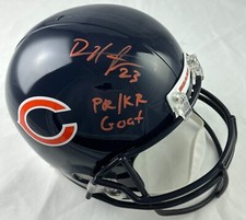 Devin Hester Chicago Bears Signed Orange PR/KR Goat Full Size Rep Helmet JSA COA