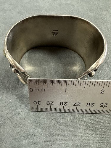 Vintage Sterling Silver Navajo Turquoise Watch Cuff Bracelet Signed - Picture 10 of 12