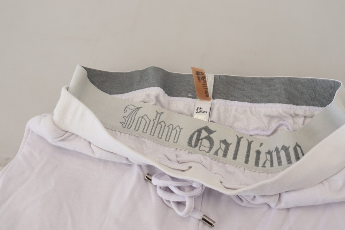 JOHN GALLIANO Pants White Cotton Logo Mens Jogger Trousers
