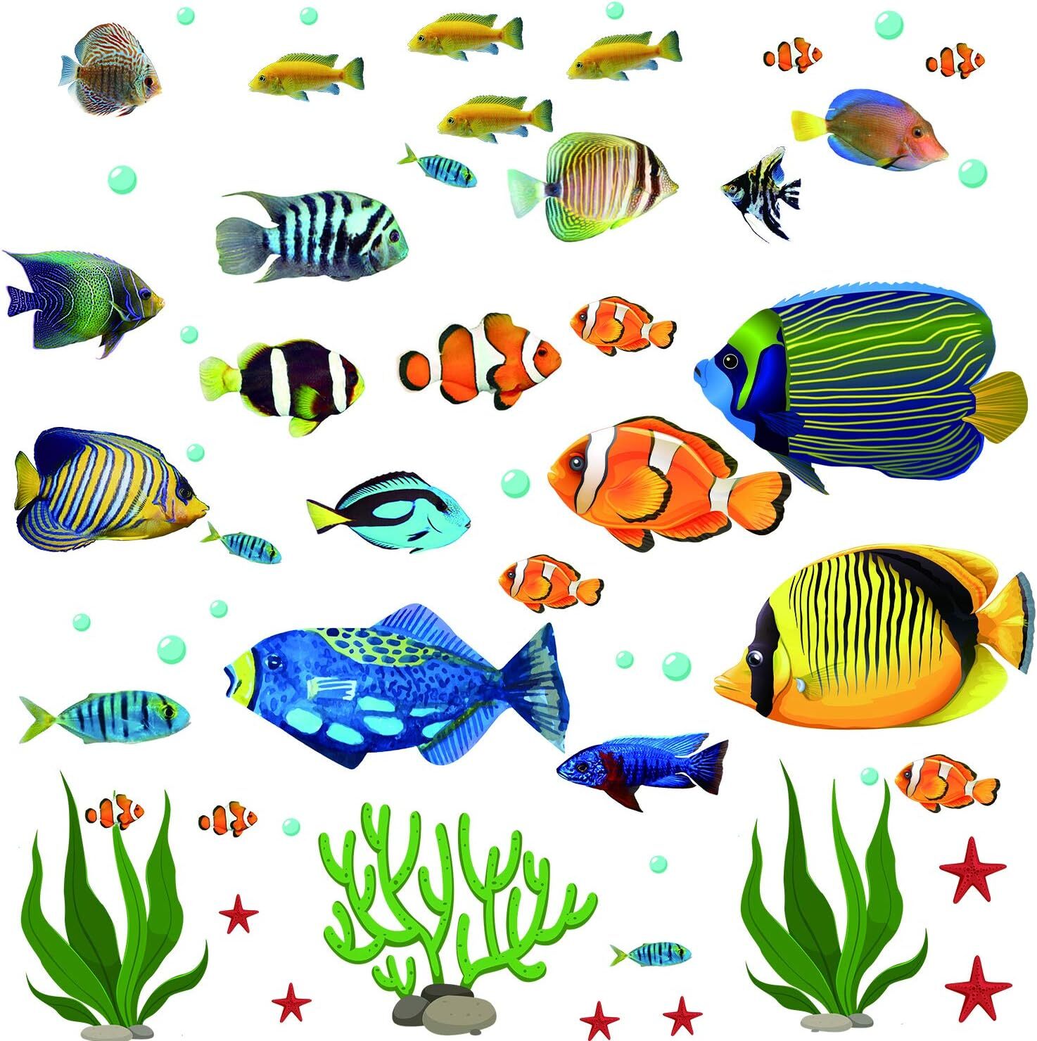 Under the Sea Fish Wall Decals Coral Reef Stickers for Kids Room Decor