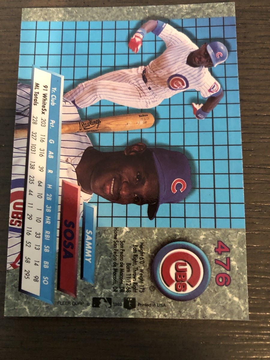 Sammy Sosa 1992 Fleer Ultra Baseball Card #476 Chicago Cubs MLB | eBay