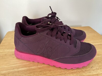 Saucony Jazz Original Utilitarian Running Shoes Burgundy/Pink Womens Size 